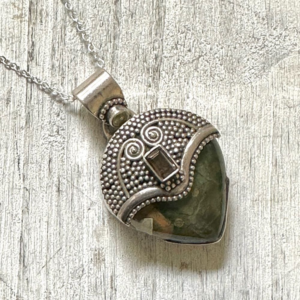 Sterling silver ocean Jasper pendant necklace